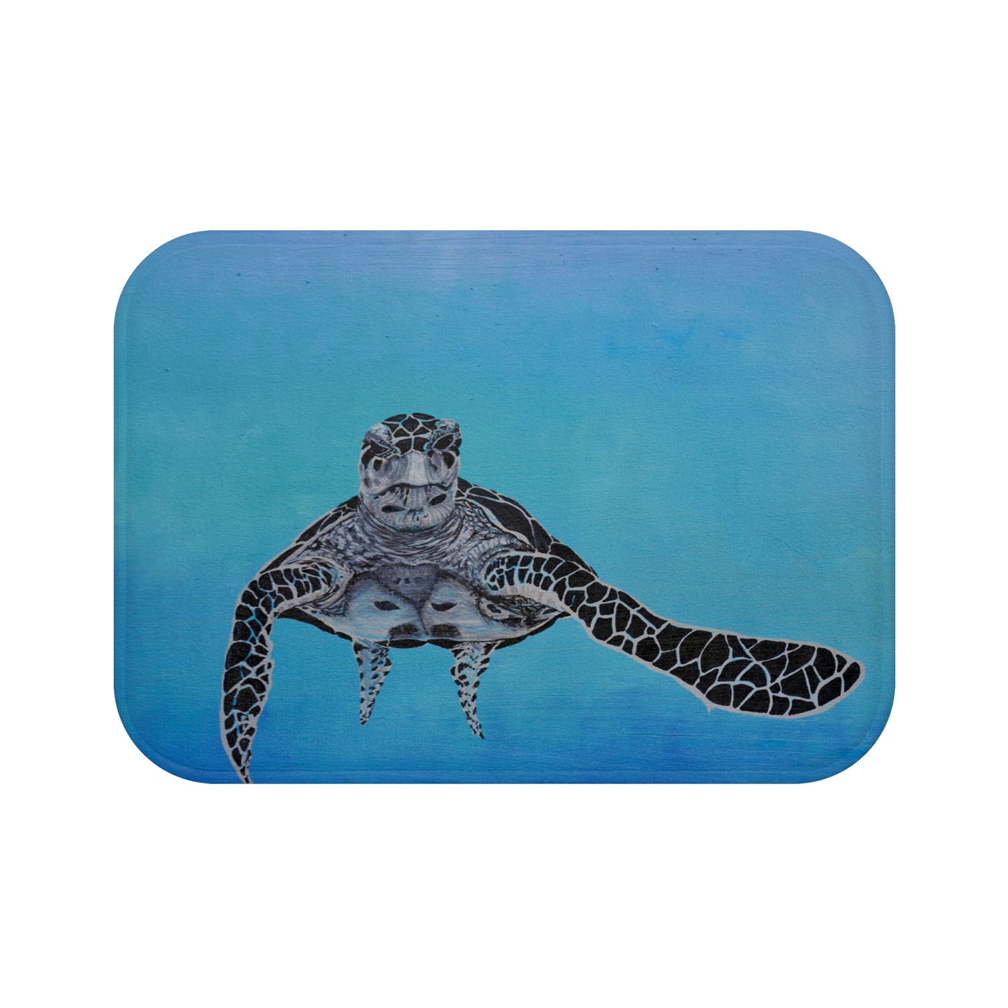 Blue White and Blue Turtle Bath Mat