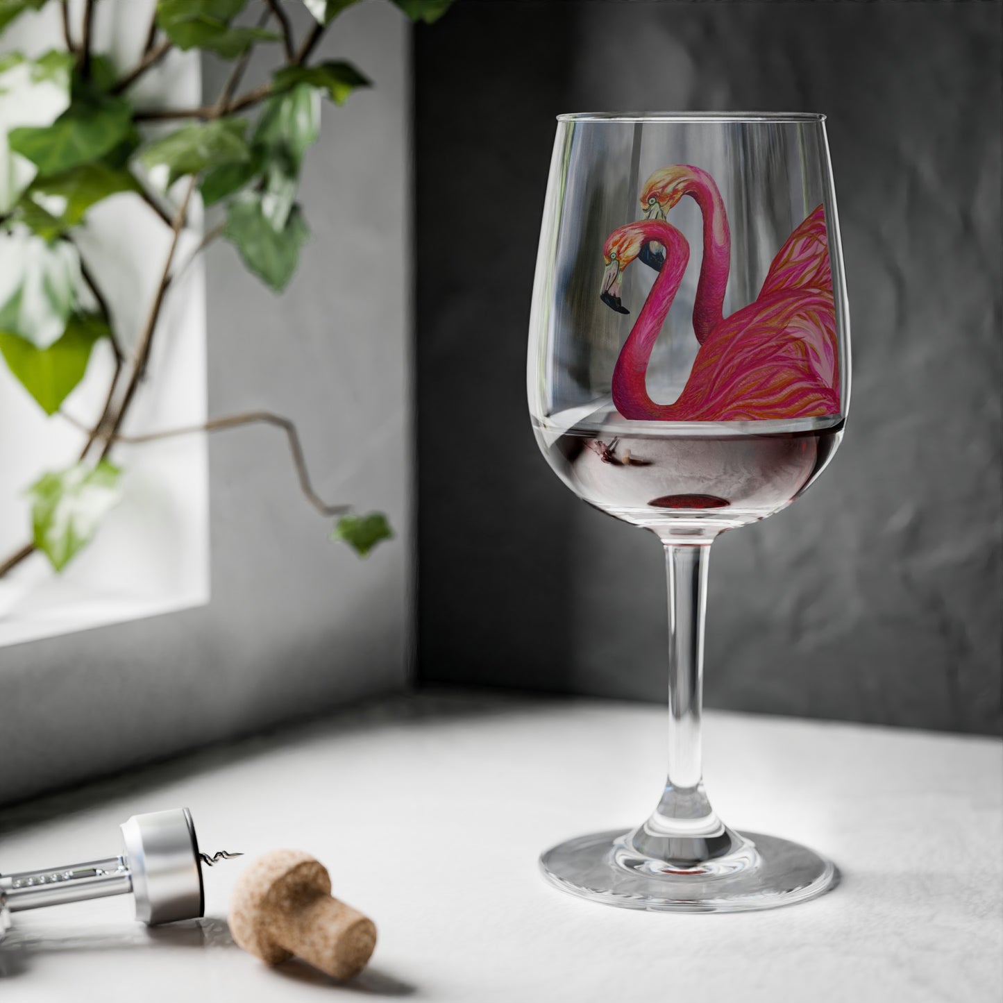 Art Flamingo Wine Glass, 12oz