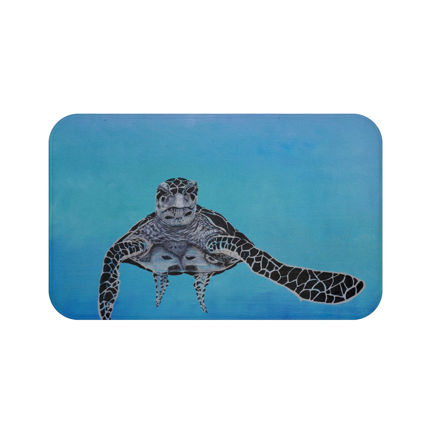 Blue White and Blue Turtle Bath Mat