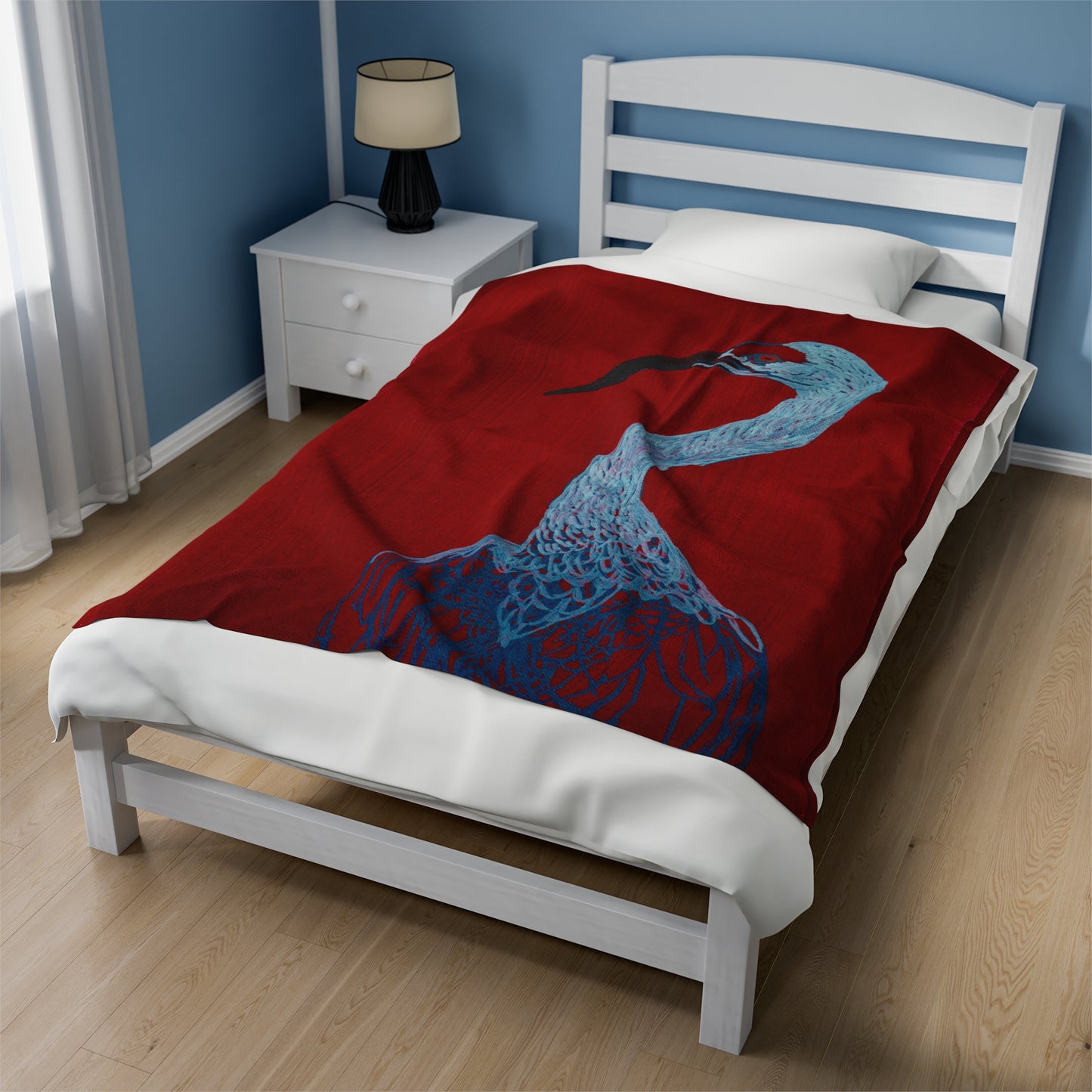 Balanced Crane Fine Art Velveteen Plush Blanket