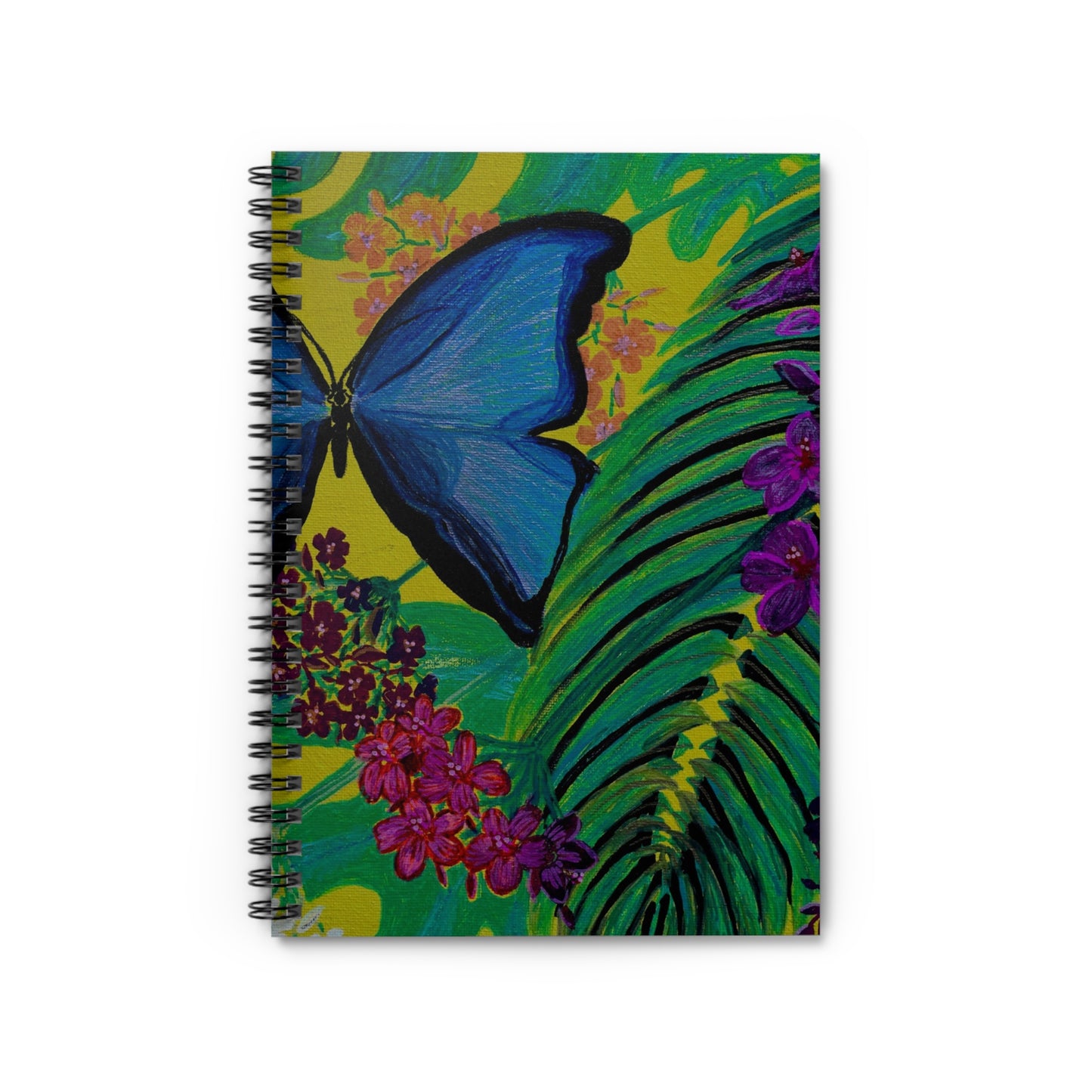 Butterfly Tropical Oil Painting Print Spiral Notebook - Ruled Line