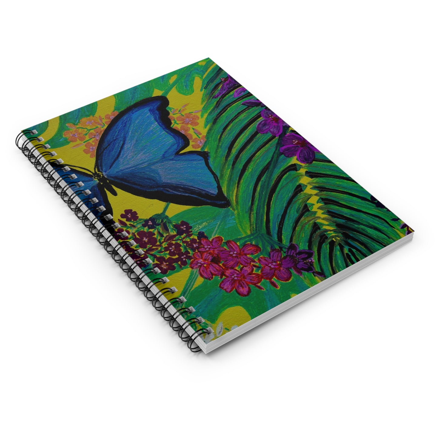 Butterfly Tropical Oil Painting Print Spiral Notebook - Ruled Line