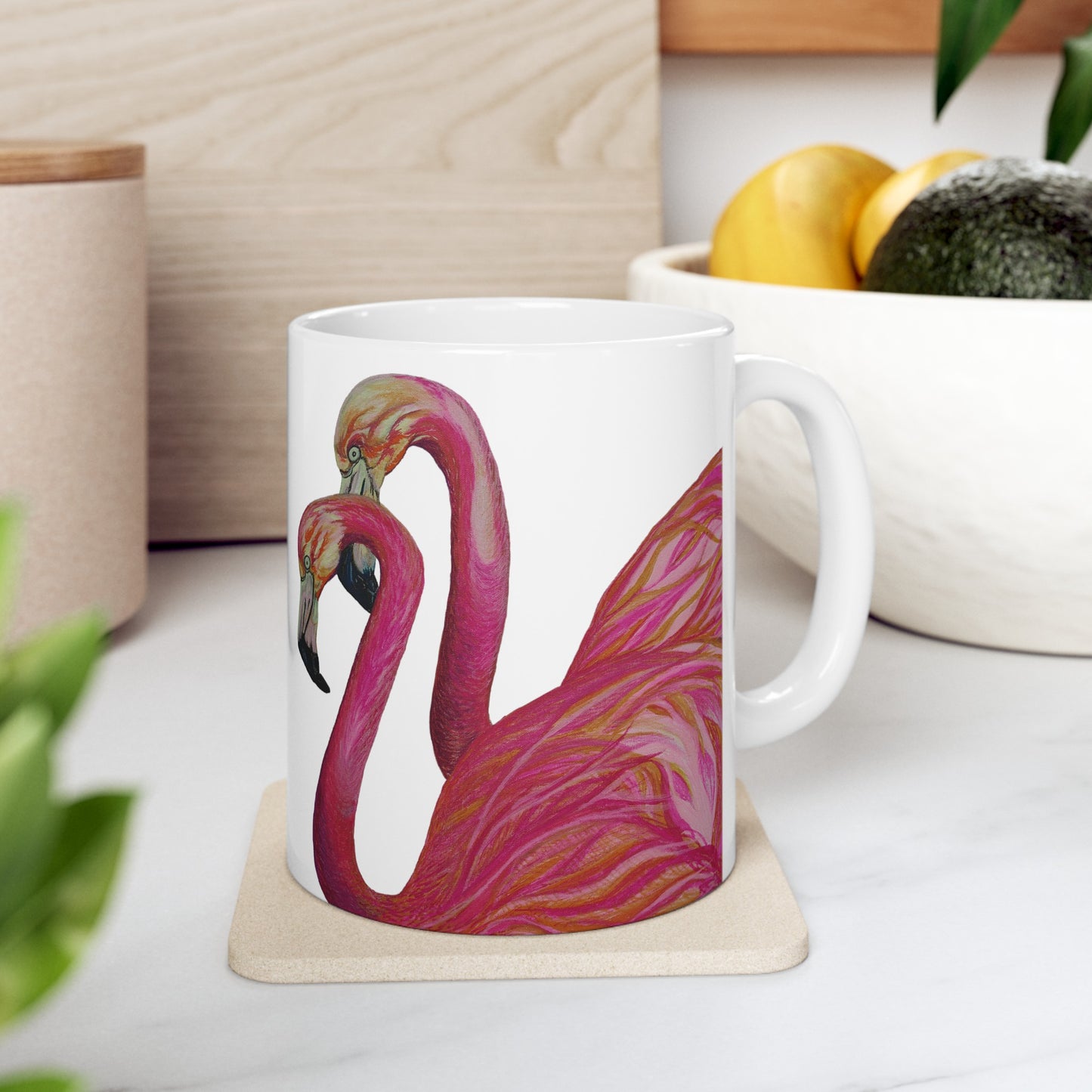 Art Flamingos Love Ceramic Mug, (11oz, 15oz)