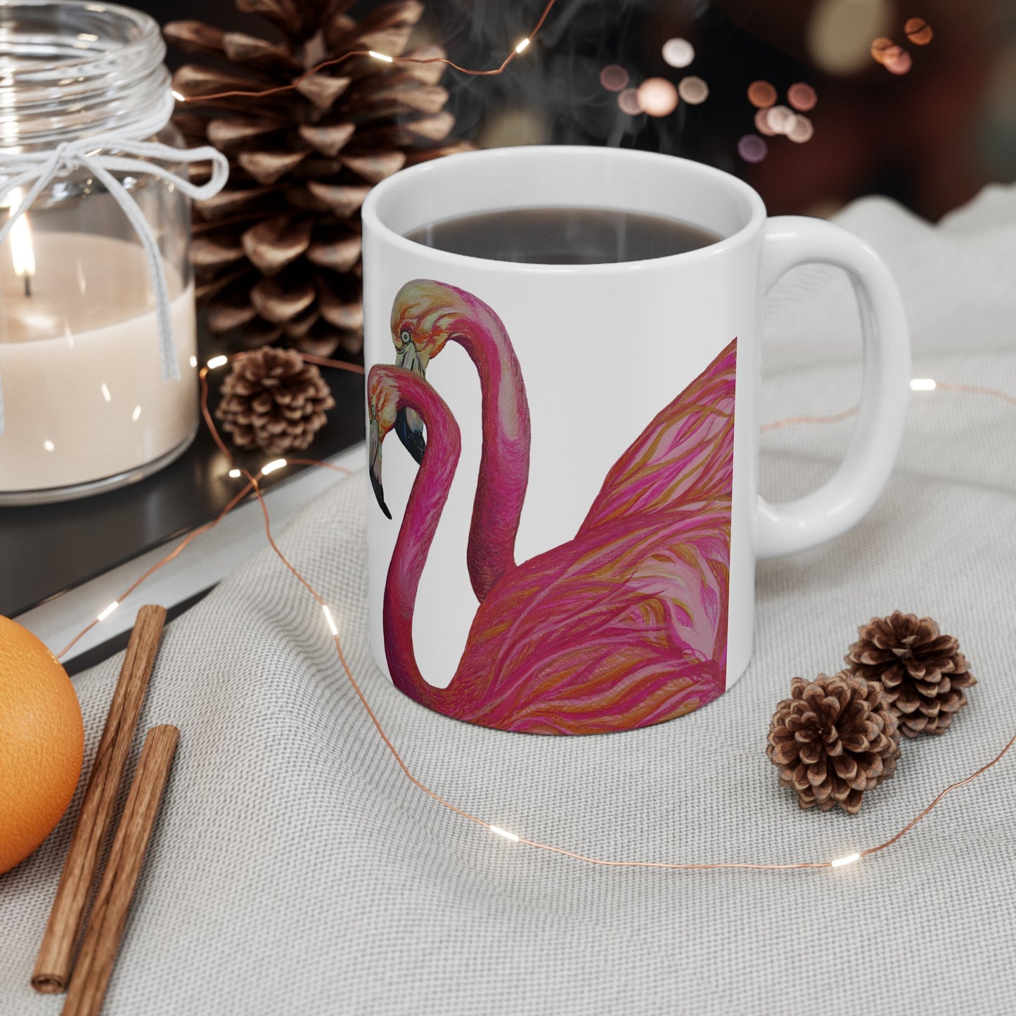 Art Flamingos Love Ceramic Mug, (11oz, 15oz)