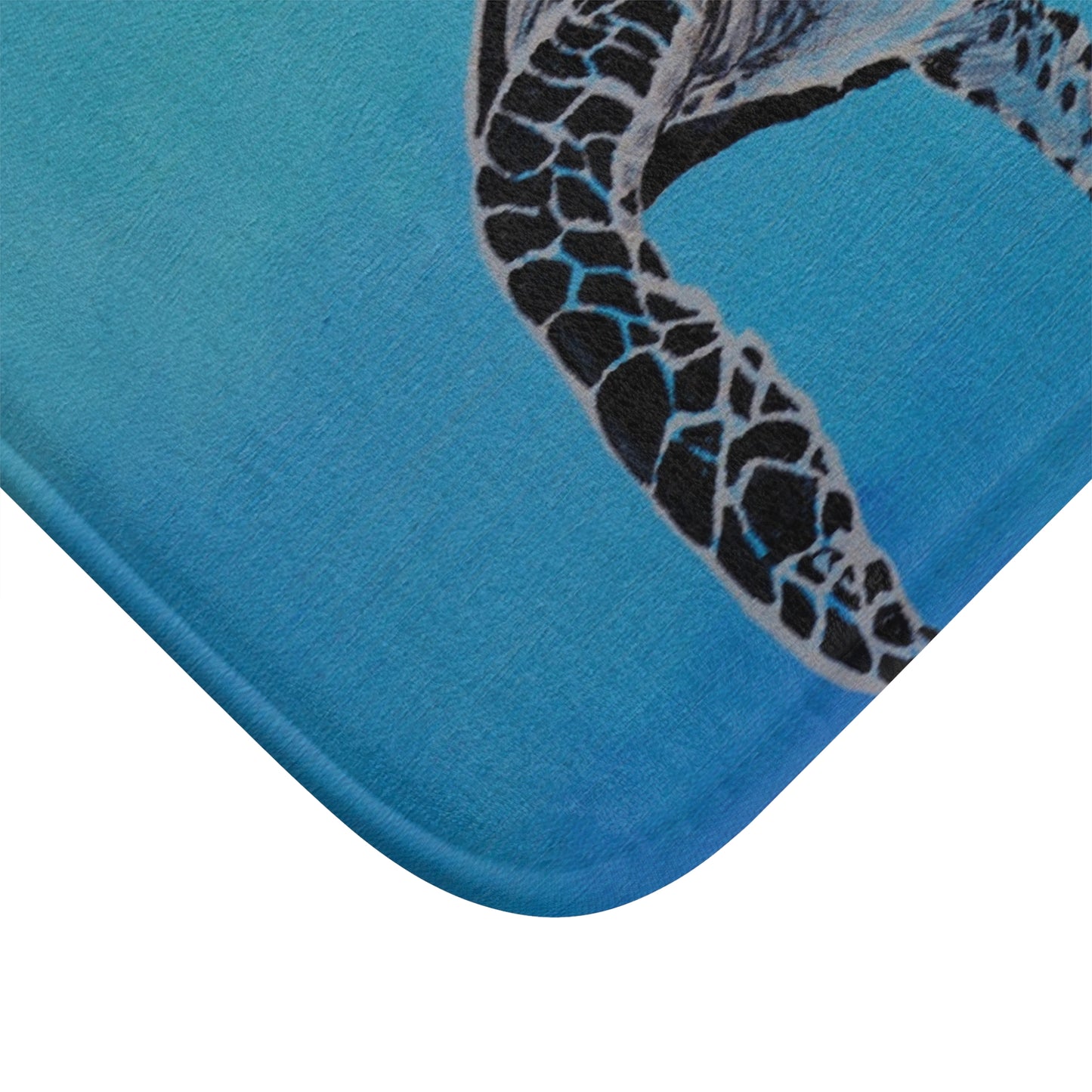 Blue White and Blue Turtle Bath Mat