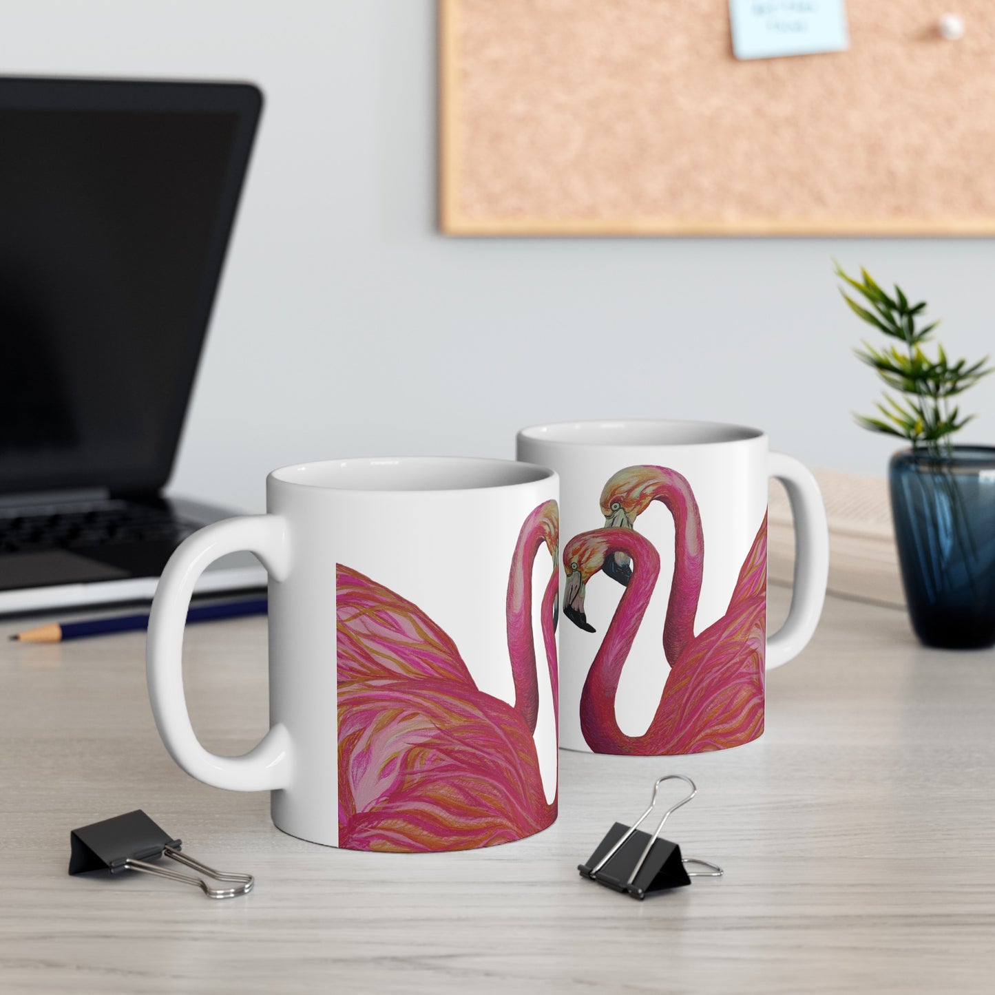 Art Flamingos Love Ceramic Mug, (11oz, 15oz)