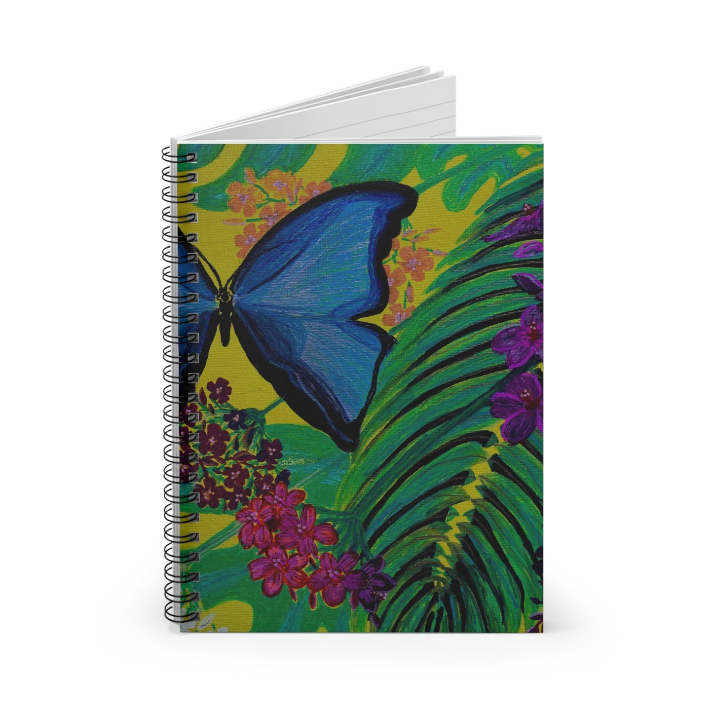 Butterfly Tropical Oil Painting Print Spiral Notebook - Ruled Line