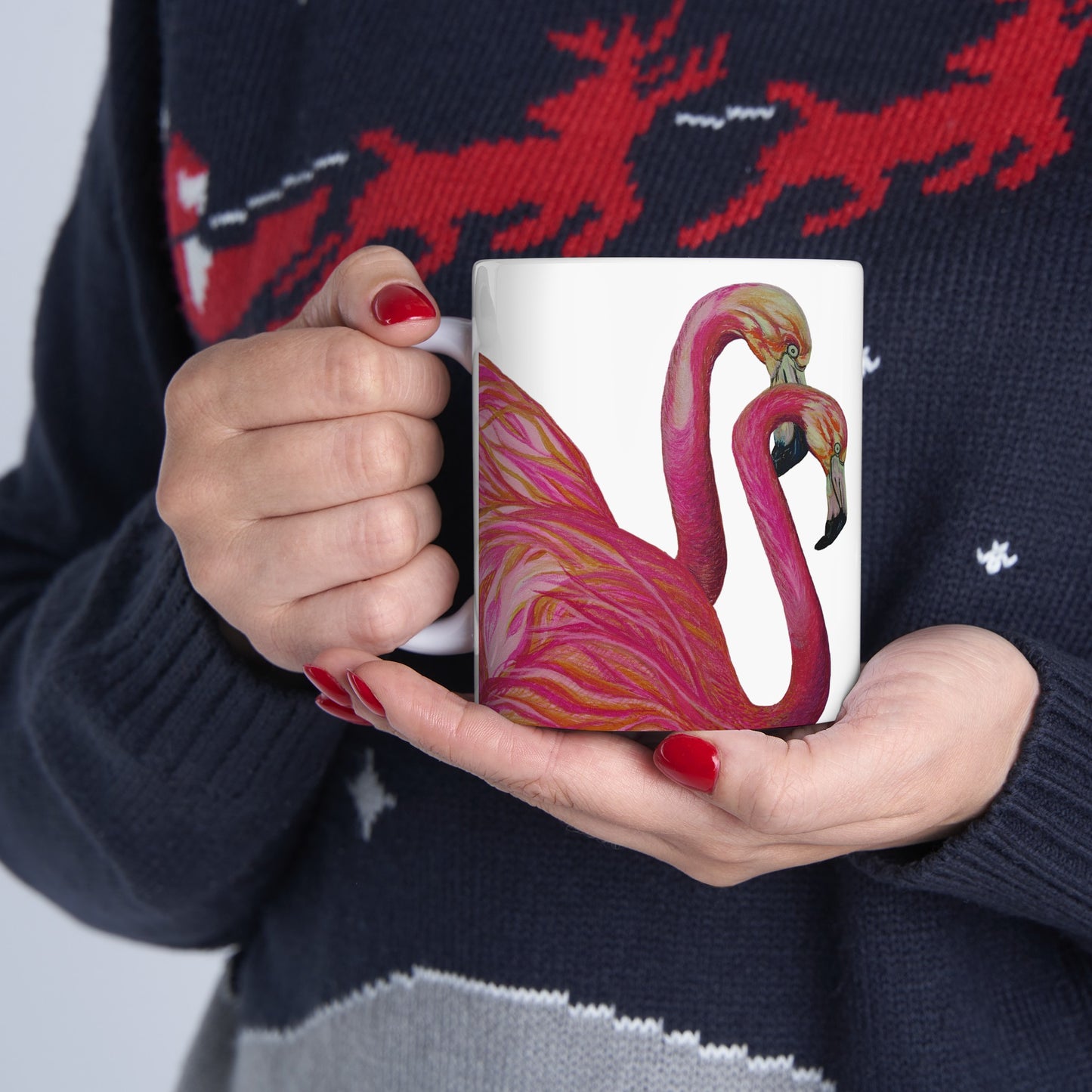 Art Flamingos Love Ceramic Mug, (11oz, 15oz)