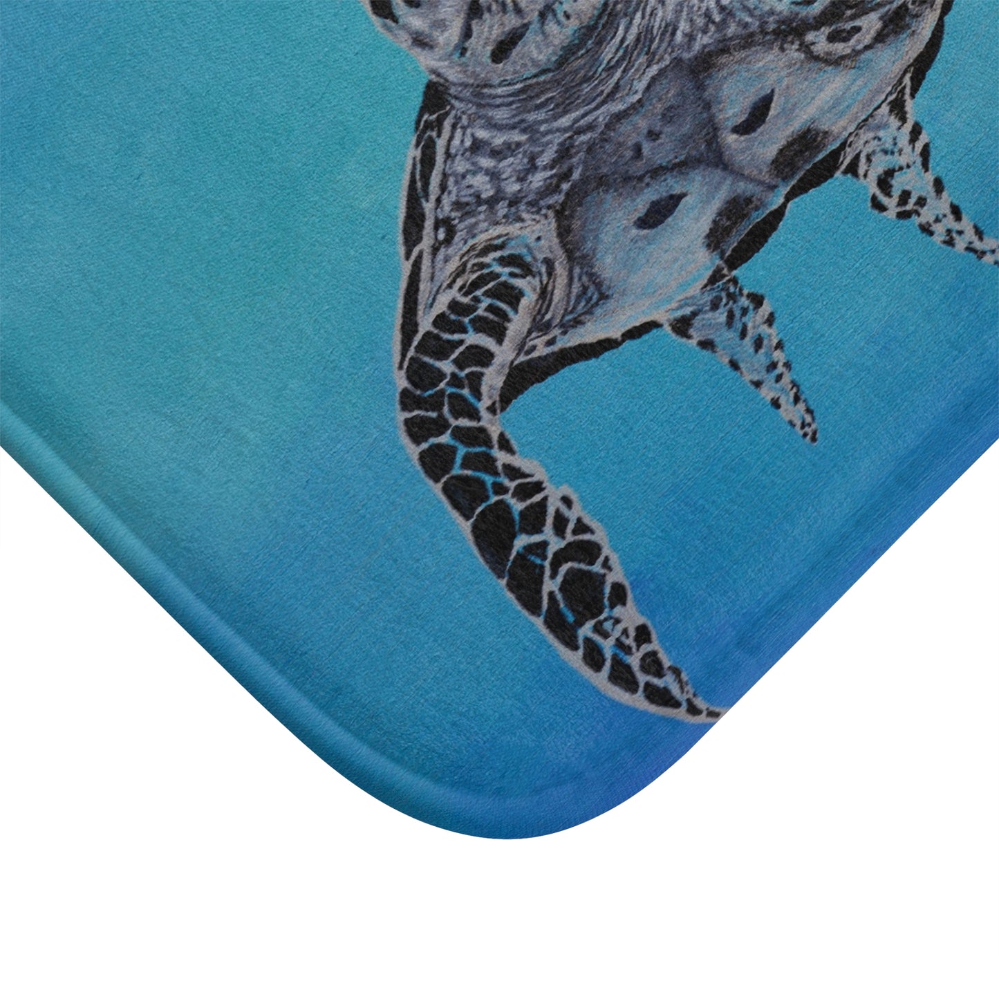 Blue White and Blue Turtle Bath Mat