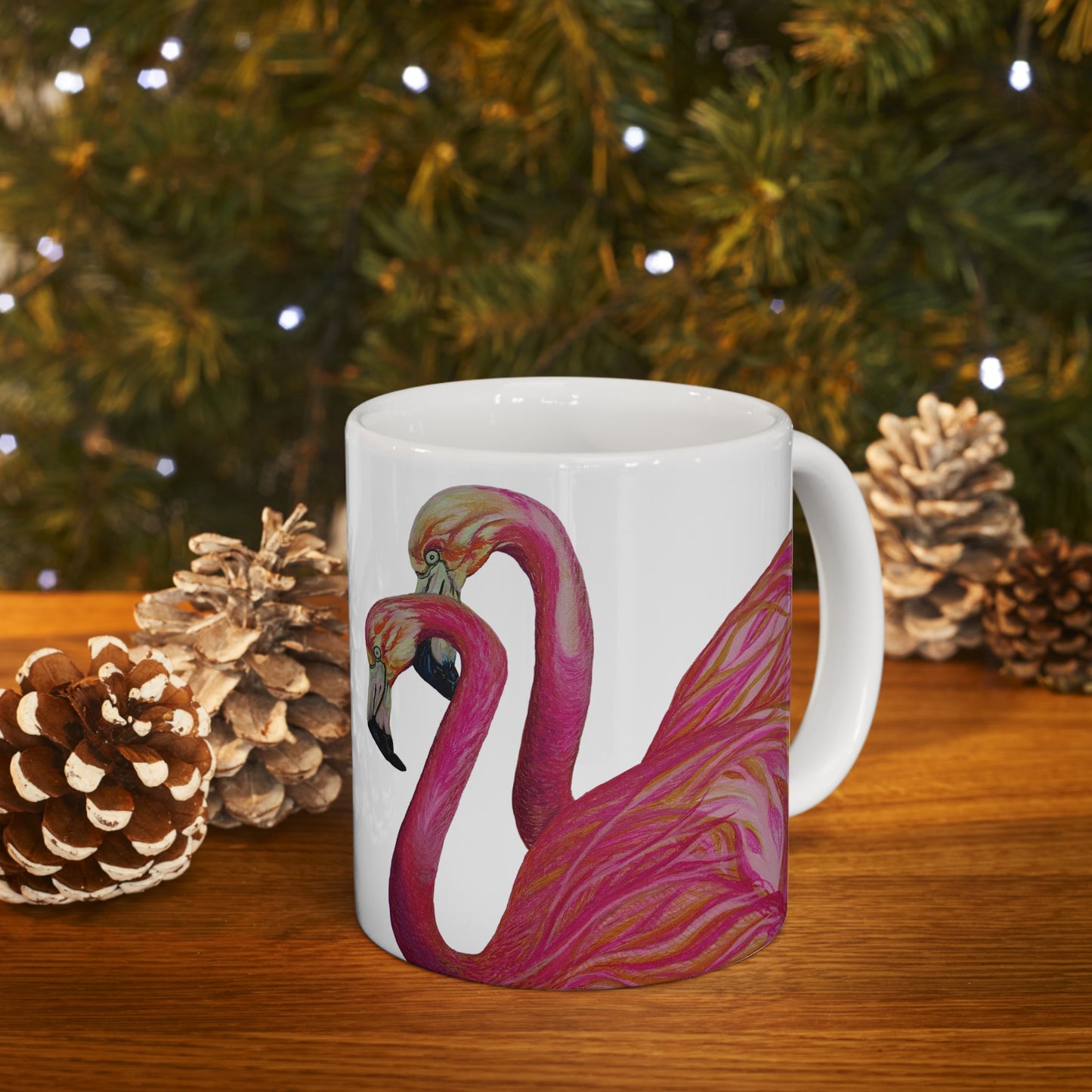 Art Flamingos Love Ceramic Mug, (11oz, 15oz)