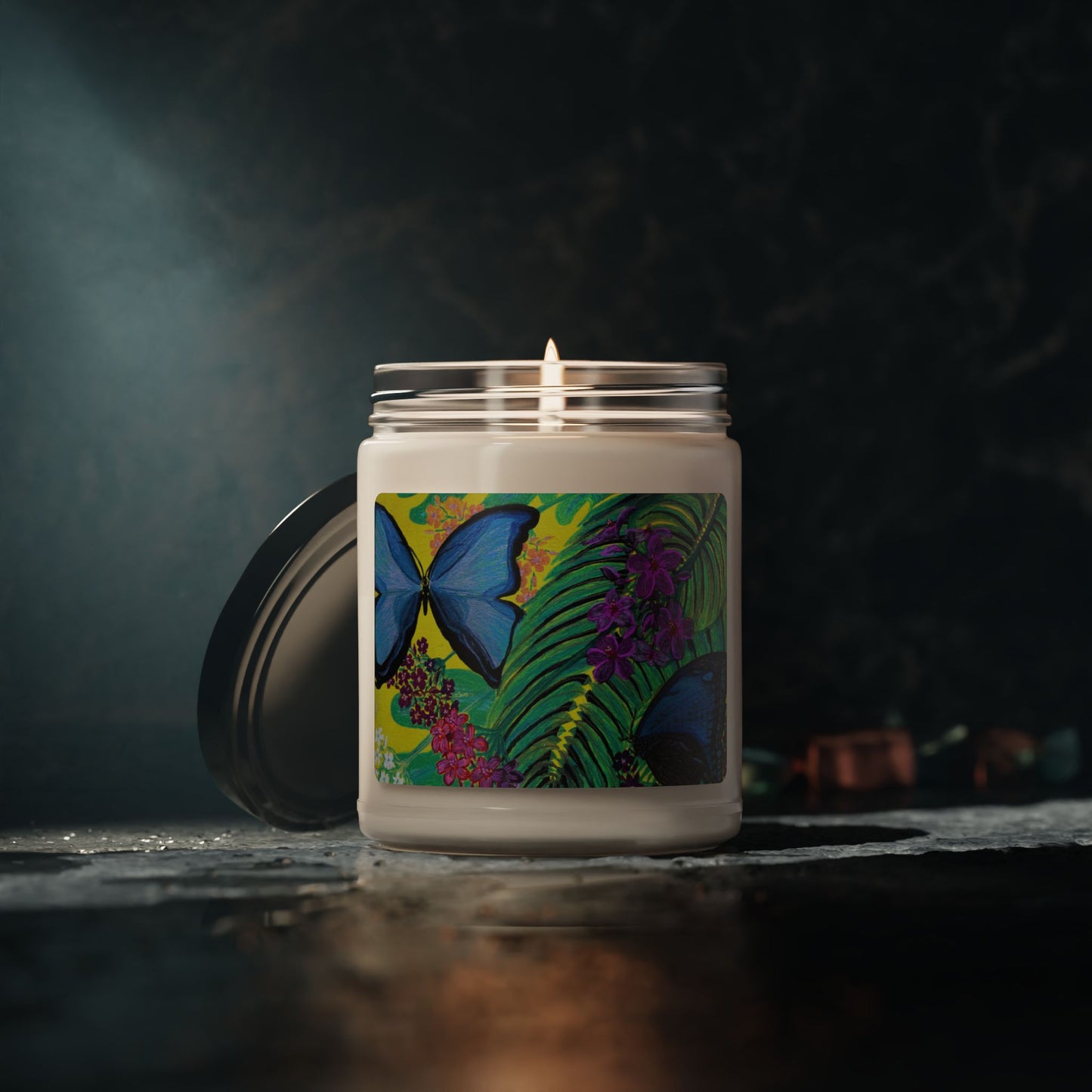 Tropical Butterflies Art Scented Soy Candle, 9oz